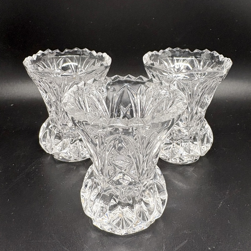 Set of 3 Vintage cut crystal Toothpick Holders!
